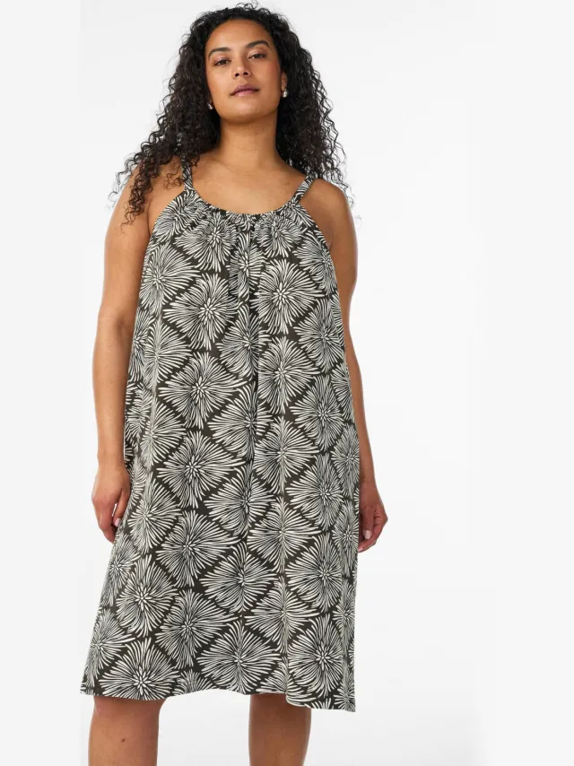 Zizzi zomerjurk Plus Size met print - zwart