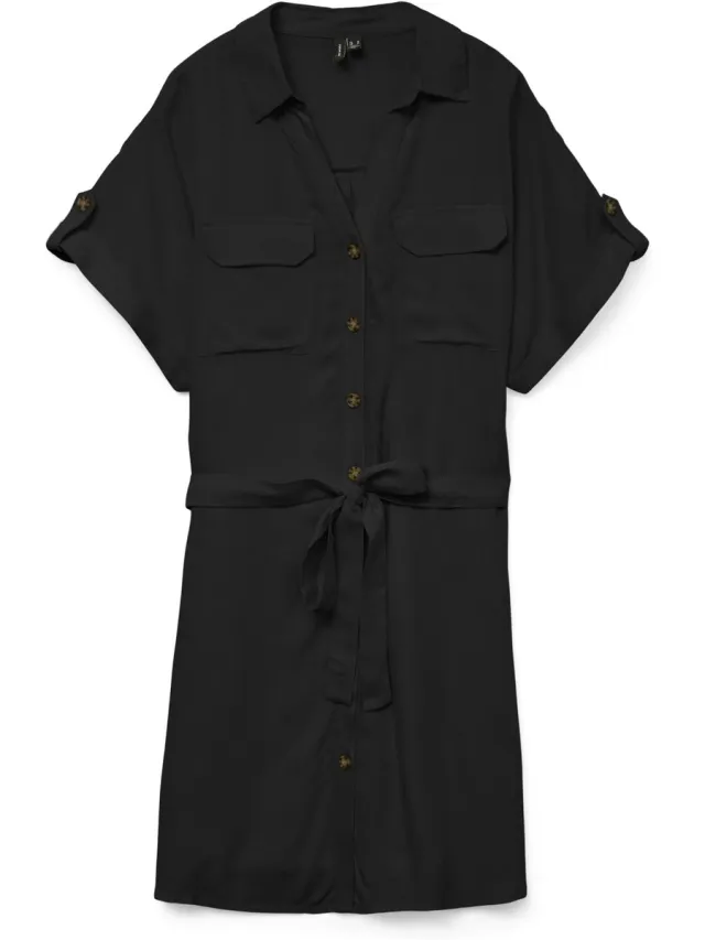 Vero Moda Blousejurk VMBUMPY Korte jurk Black