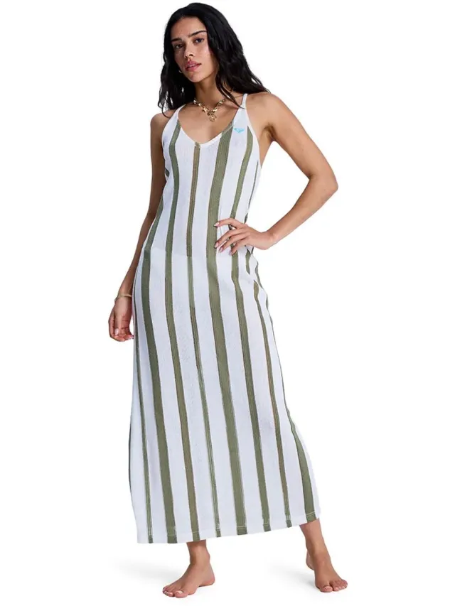 Roxy Nalu Sunset Mouwloze Jurk Wit S Vrouw Oil Green
