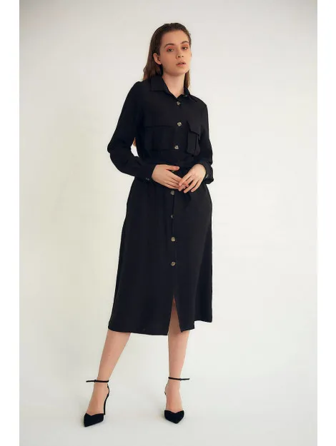 Robin-Collection Lange jurk m34769 Zwart