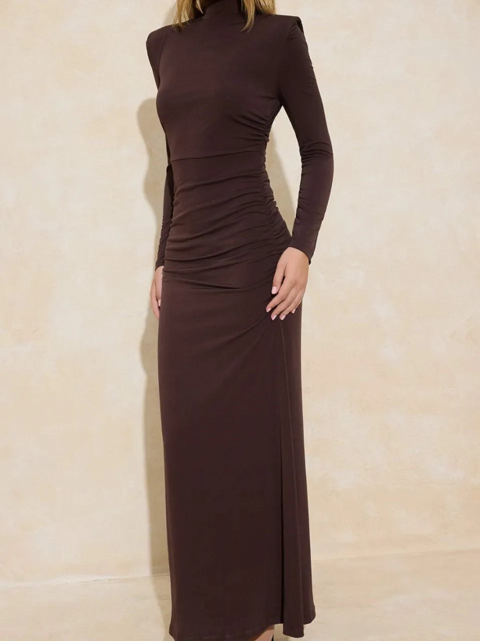 Trendyol Modest Dames Bruin Effen Maxi Lang Stijlvol/Avond Skater Modest Avond Jurken, foto 2