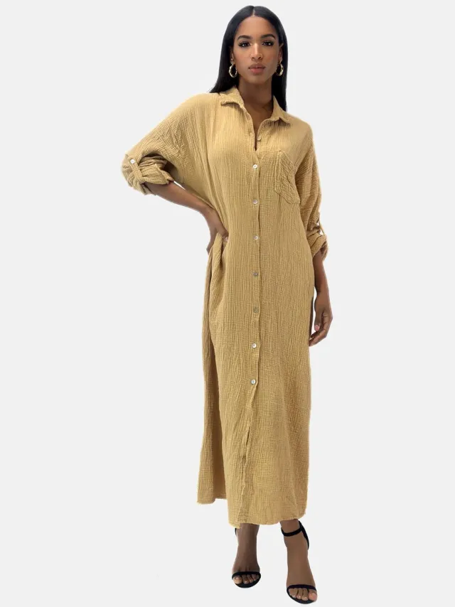 Elara Musselin Kleid Musselin Kleid Camel