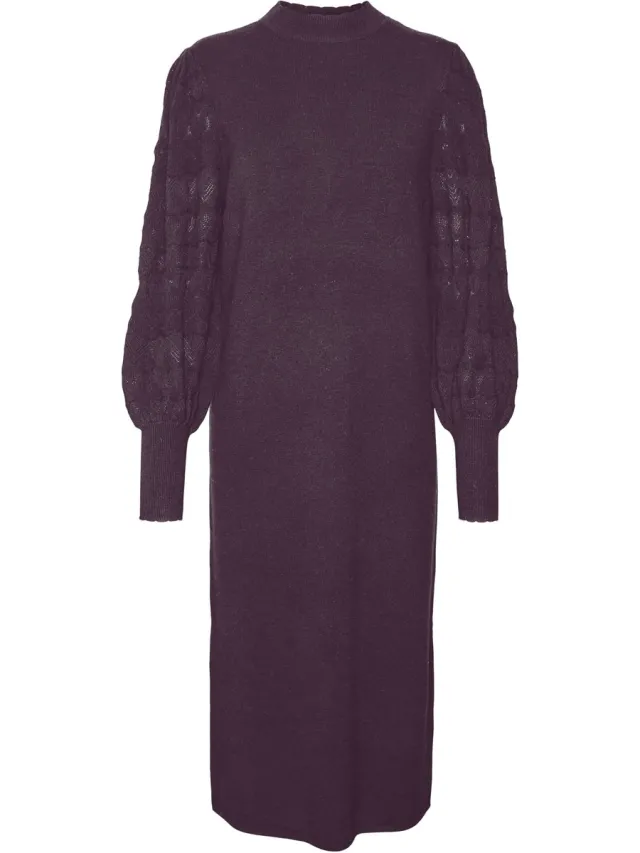 Vero Moda VMLIMONE LS HIGHNECK CALF DRESS GA BOO - Dames - Maxi jurken Plum Perfect
