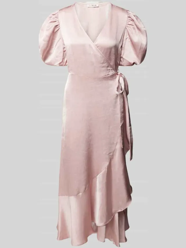 A-view Maxi-jurk met pofmouwen, model 'Sinda' oudroze, foto 2