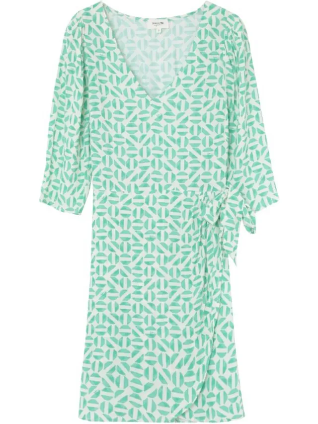 Grace & Mila Groene print midi-jurk Eileen - Grace & Mila