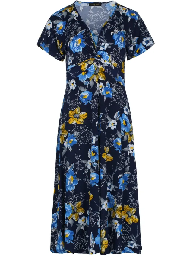 Conquista Marine Print midi-jurk met vlinderstrik, foto 2