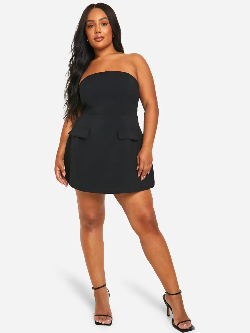 boohoo Dames Plus Gestructureerde Bandeau Mini-jurk Zwart