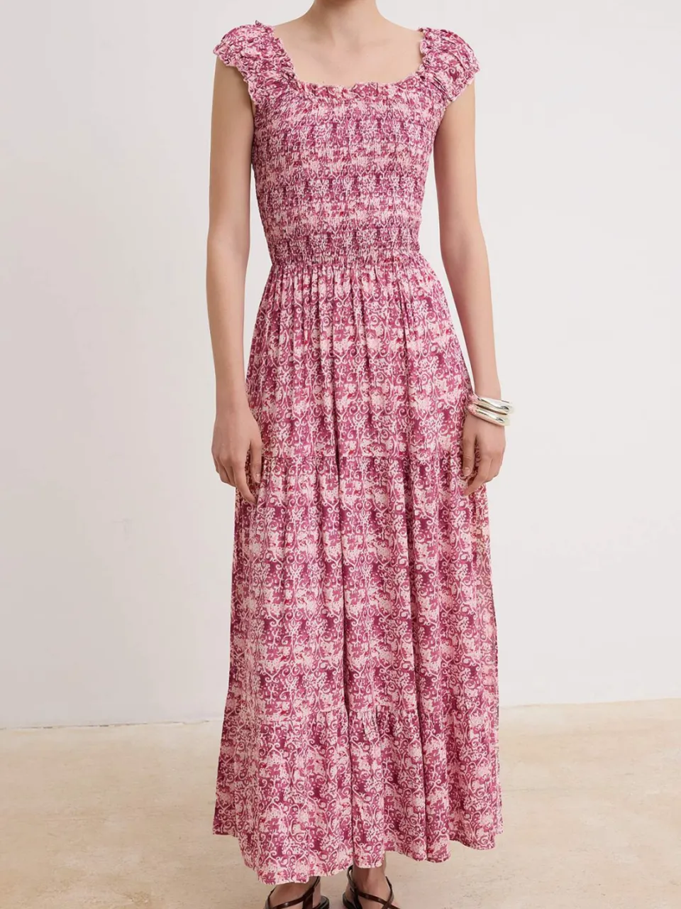 Trendyol TRENDYOLMİLLA Dames Roze Paisley Midi Mouwloos Recht Jurken, foto 2