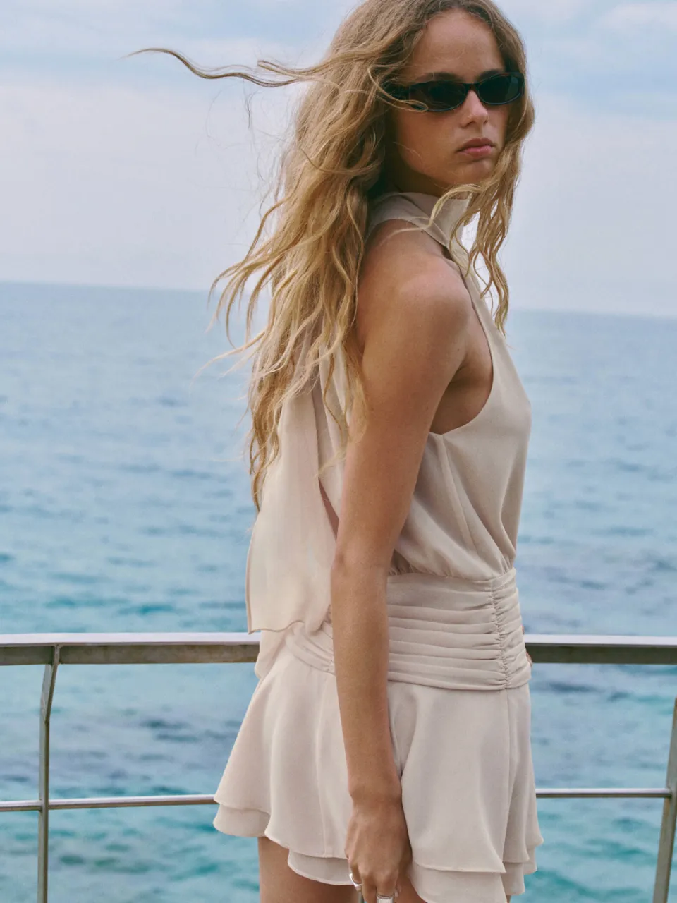 Mango halter korte jurk - beige, foto 4