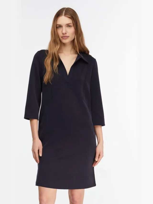 Comma female - Mini-jurk met polokraag en naaddetails navy