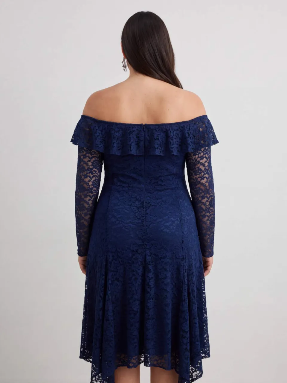 Trendyol Curve Dames Donkerblauw Effen Maxi Lang A-lijn Grote maten Jurk marineblauw/blauw, foto 2