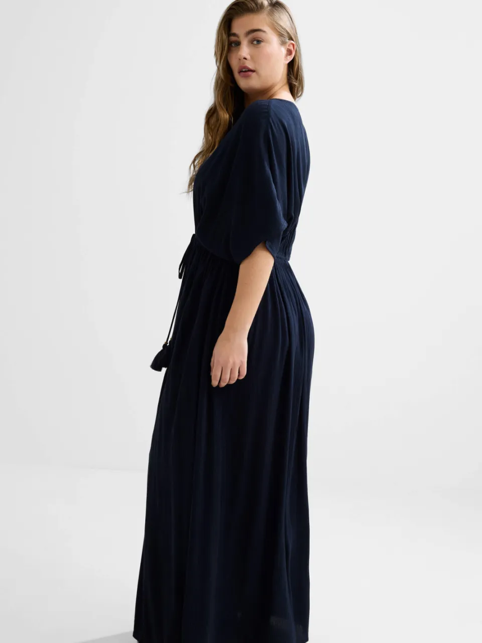 BEACHWAVE crinkle strandjurk donkerblauw, foto 3