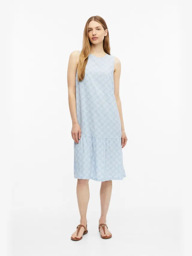 S.Oliver female - Gestreepte jurk van viscose lichtblauw