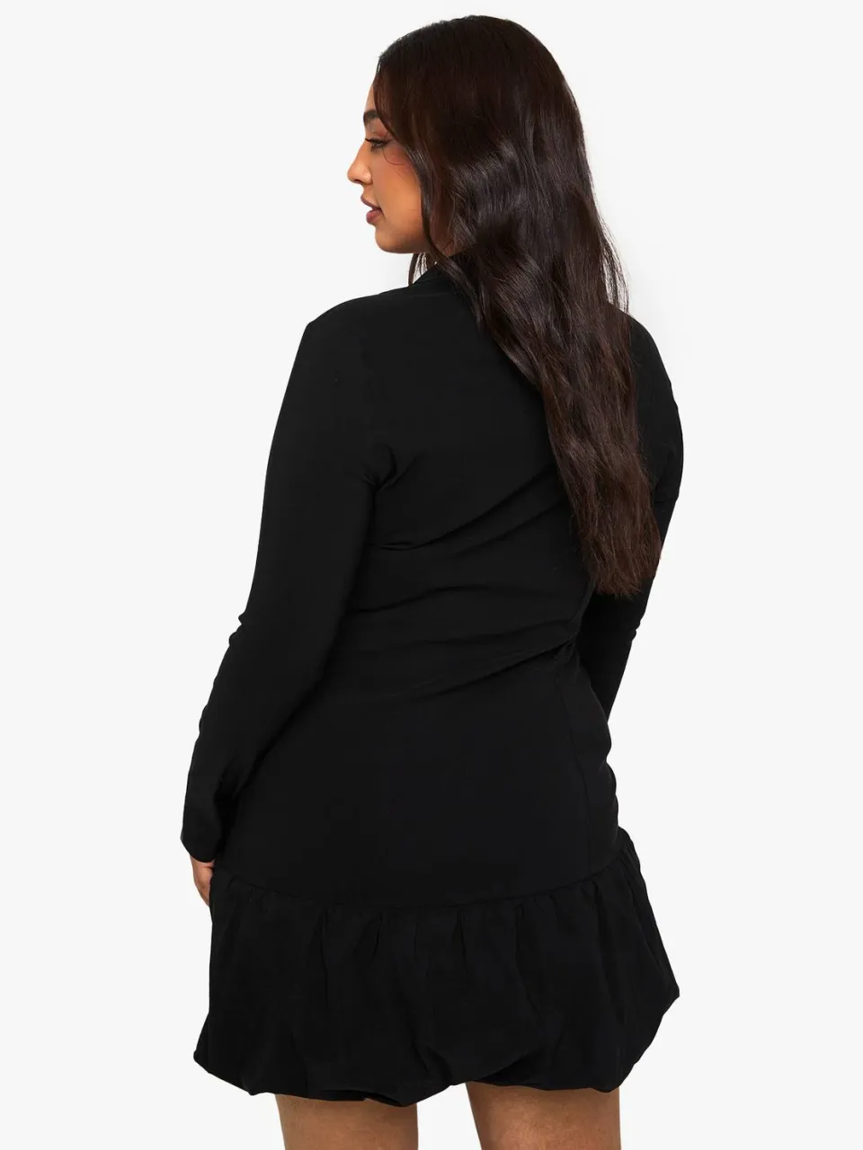 boohoo Dames Plus Boxy Puff Hem Blazer Jurk zwart, foto 2