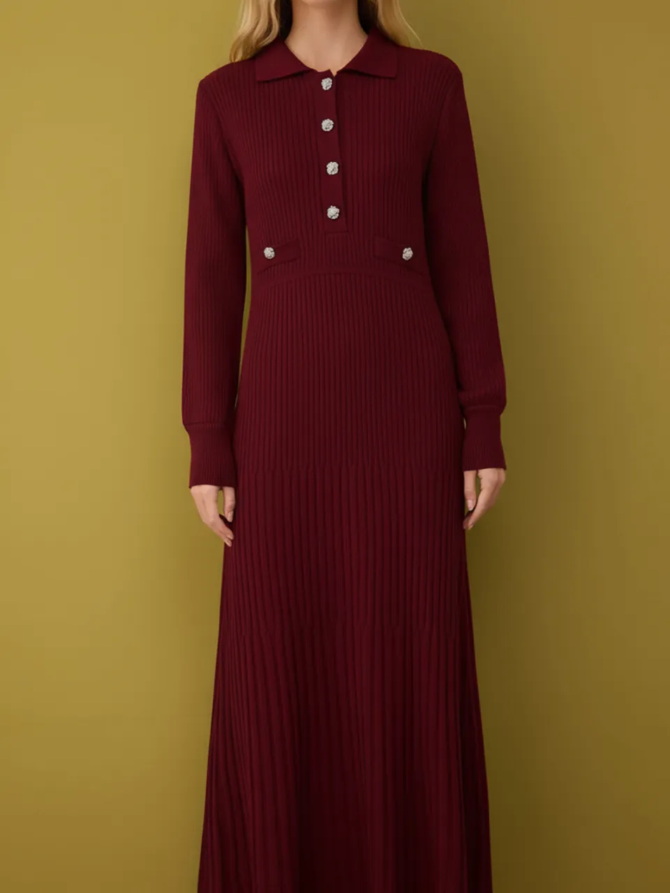 Trendyol Modest Dames Bordeaux Effen Maxi Lang Casual A-lijn Modest Jurken, foto 2