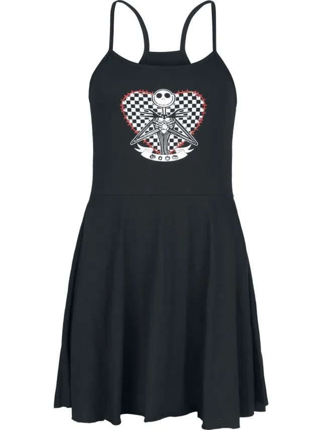 The Nightmare Before Christmas Jack Skellington - Heart Dames Mini-jurk - zwart