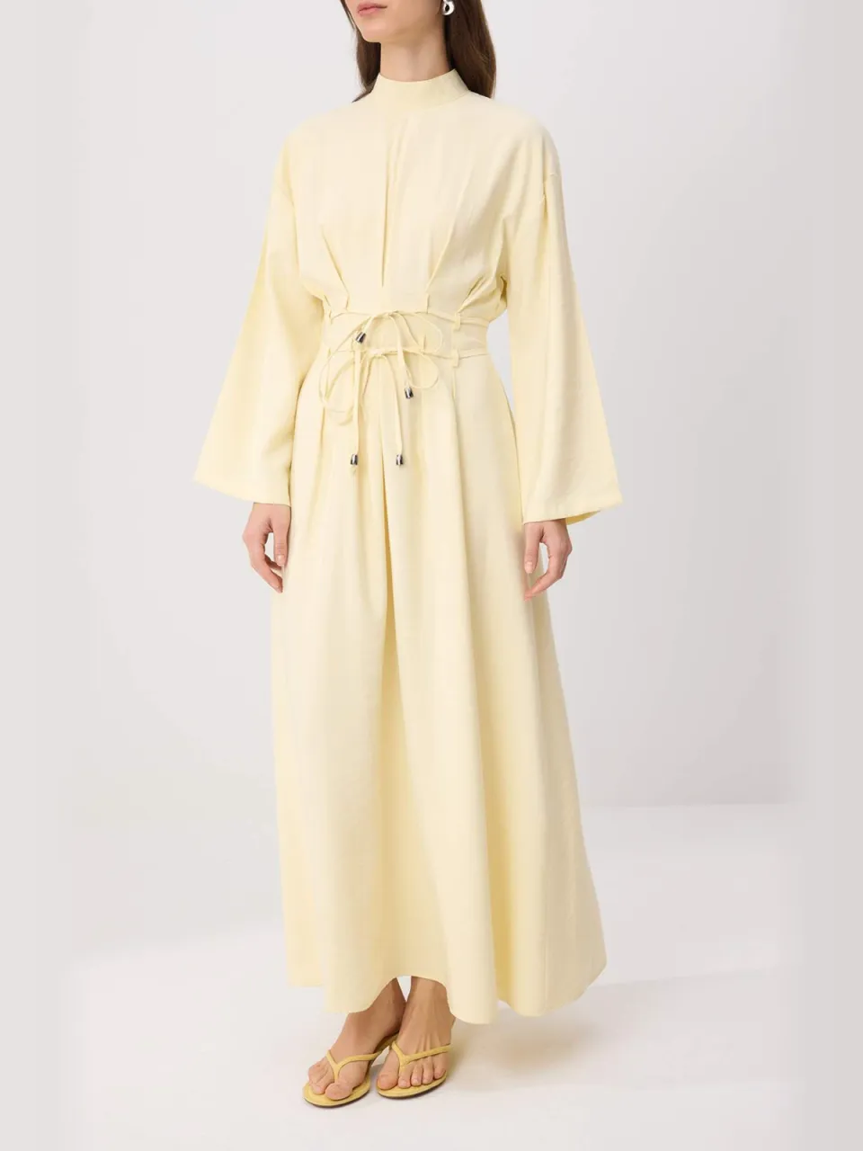 Trendyol TRENDYOLMİLLA Dames Geel Effen Maxi Lang A-lijn Modest Jurken, foto 2