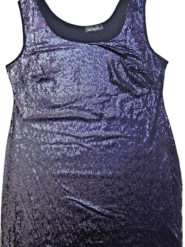 BamBella Jurk - Feest glitter kort jurkje mini tuniek blauw geel