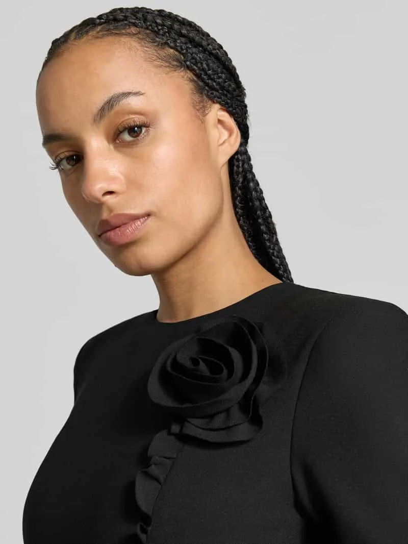 Rotate Slim Fit mini-jurk met florale garnering zwart, foto 4