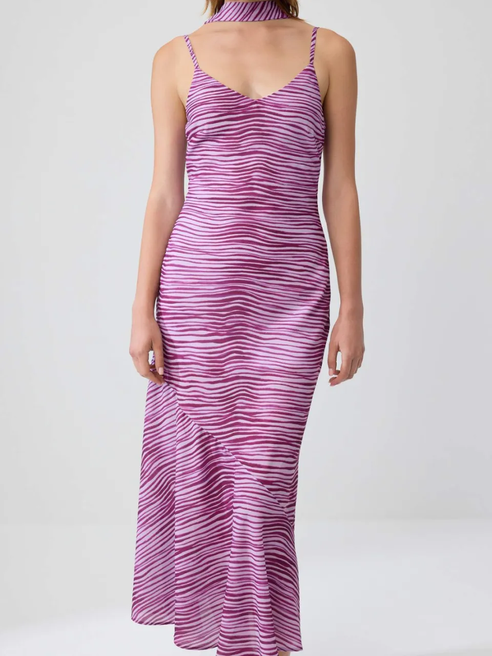 Trendyol TRENDYOLMİLLA Dames Roze Dierenprint Maxi Mouwloos Recht Jurken, foto 2