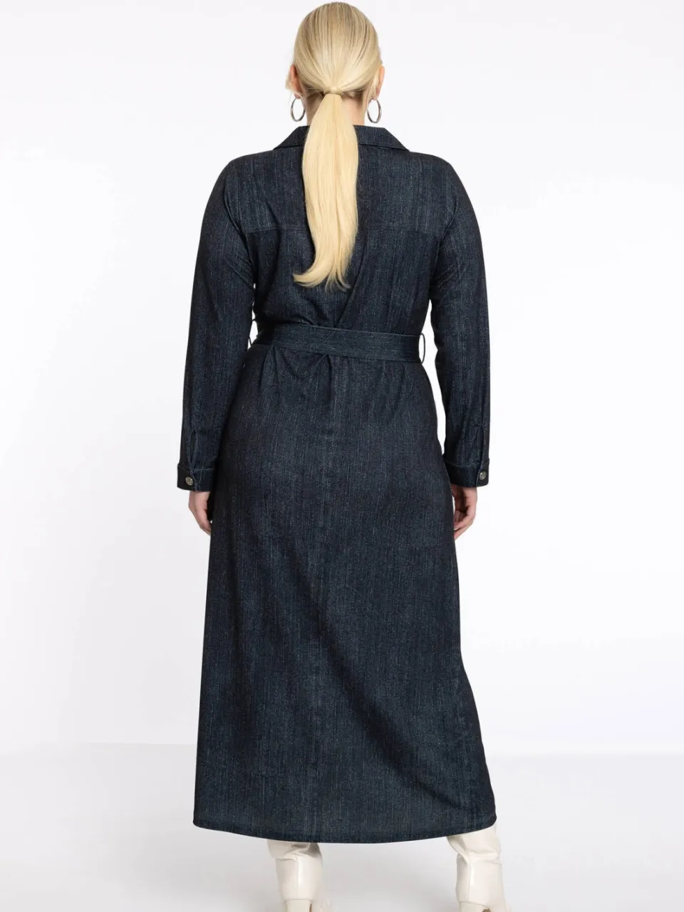 Yoek denim jurk donkerblauw, foto 2