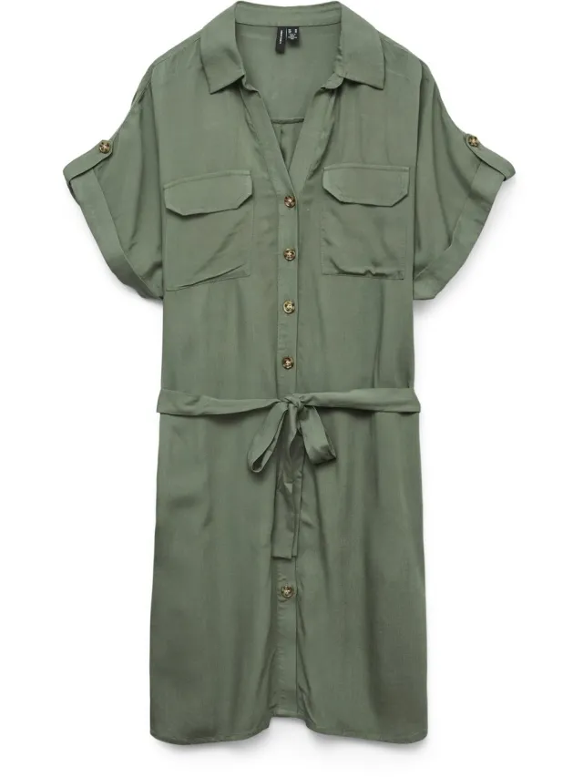 Vero Moda VMBUMPY SS SHORT SHIRT DRESS WVN NOOS - Heren - Overhemd Laurel Wreath
