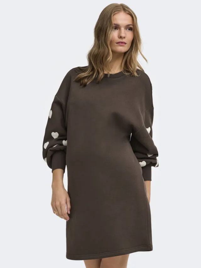 Only Maternity zwangerschapssweatjurk bruin