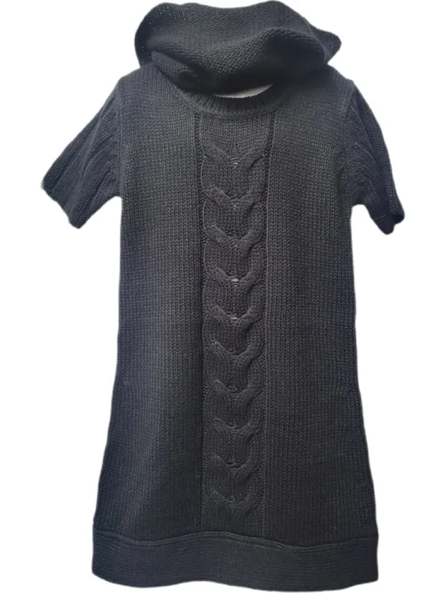 Blue Seven Meisjes Gebreide Jurk - Kleur Zwart - Korte Mouwen - Losse Col