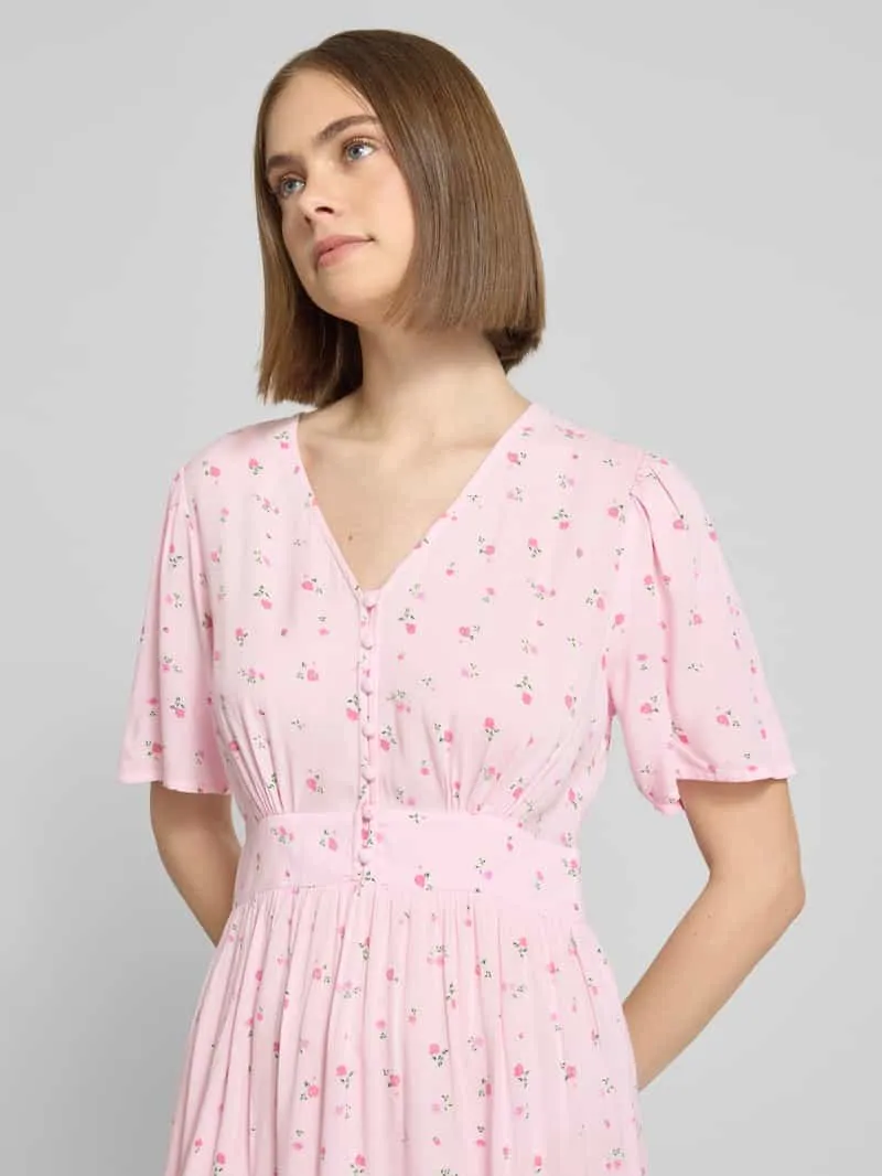 Pieces A-lijn midi-jurk van pure viscose model 'TALA' roze, foto 5