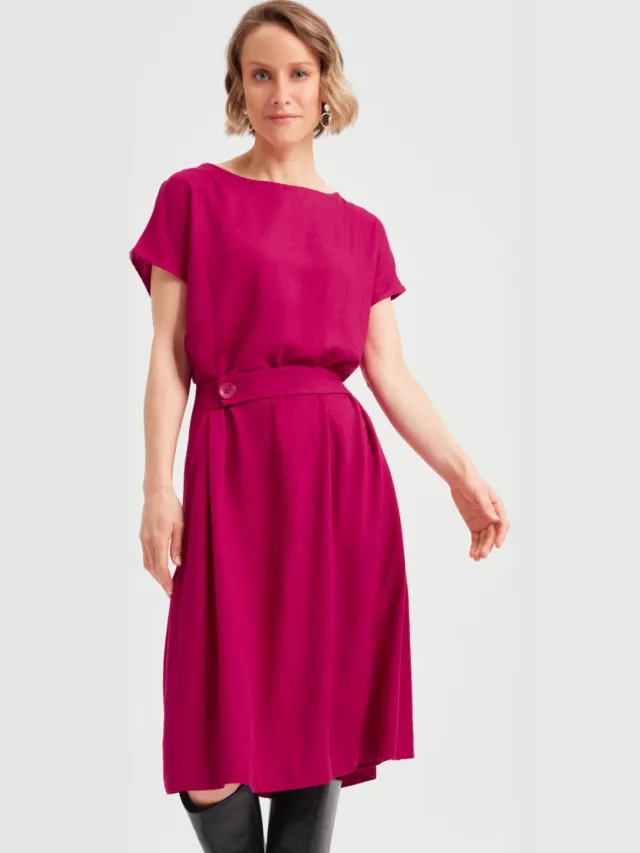 AYANI dames vegan Jurk Sati Kersenrood Donkerroze