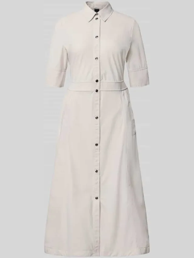 Marc Cain midi-jurk met platte kraag zand, foto 2
