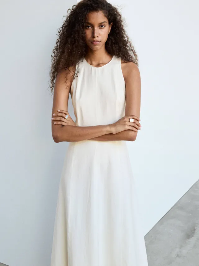 Mango midi zomerjurk - beige