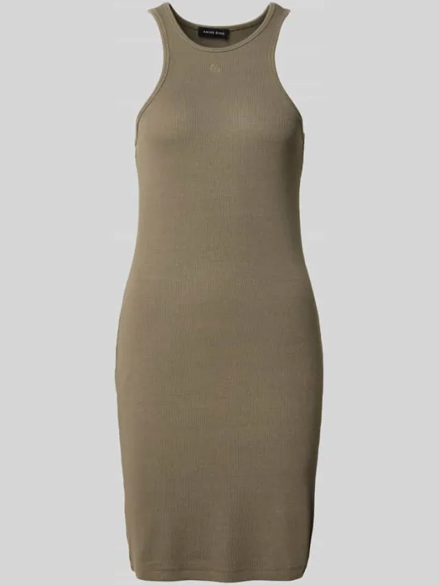 Anine Bing Slim fit jurk van viscosemix kaki, foto 2