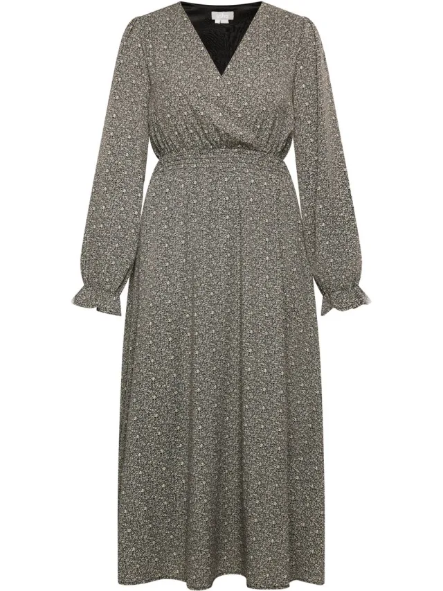 Usha Maxi-jurk met all-over print nowles zwart/beige
