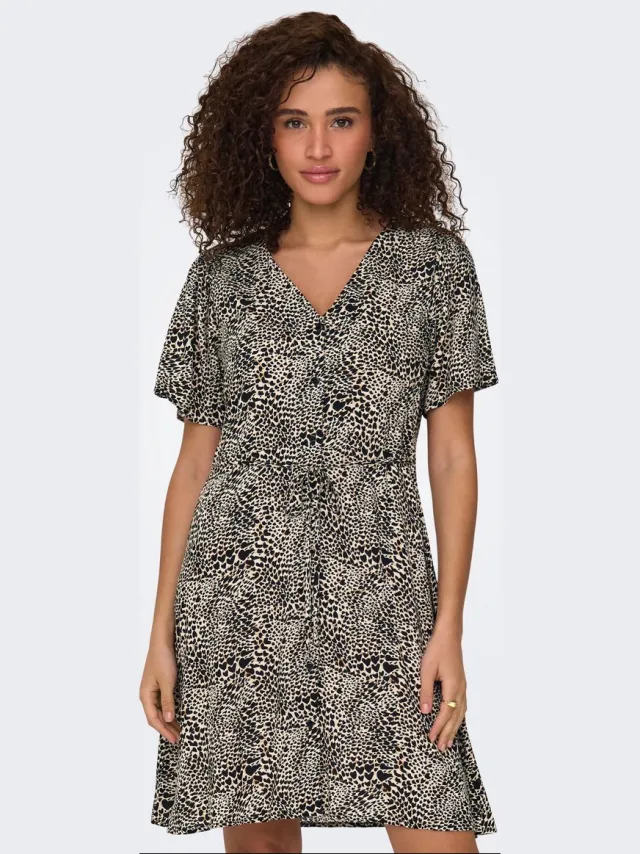 Only Evida Jurk Dames beige - zwart