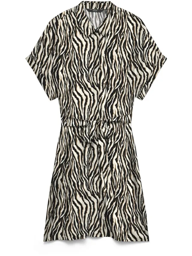Vero Moda Easy Joy Short Jurk Dames beige - zwart