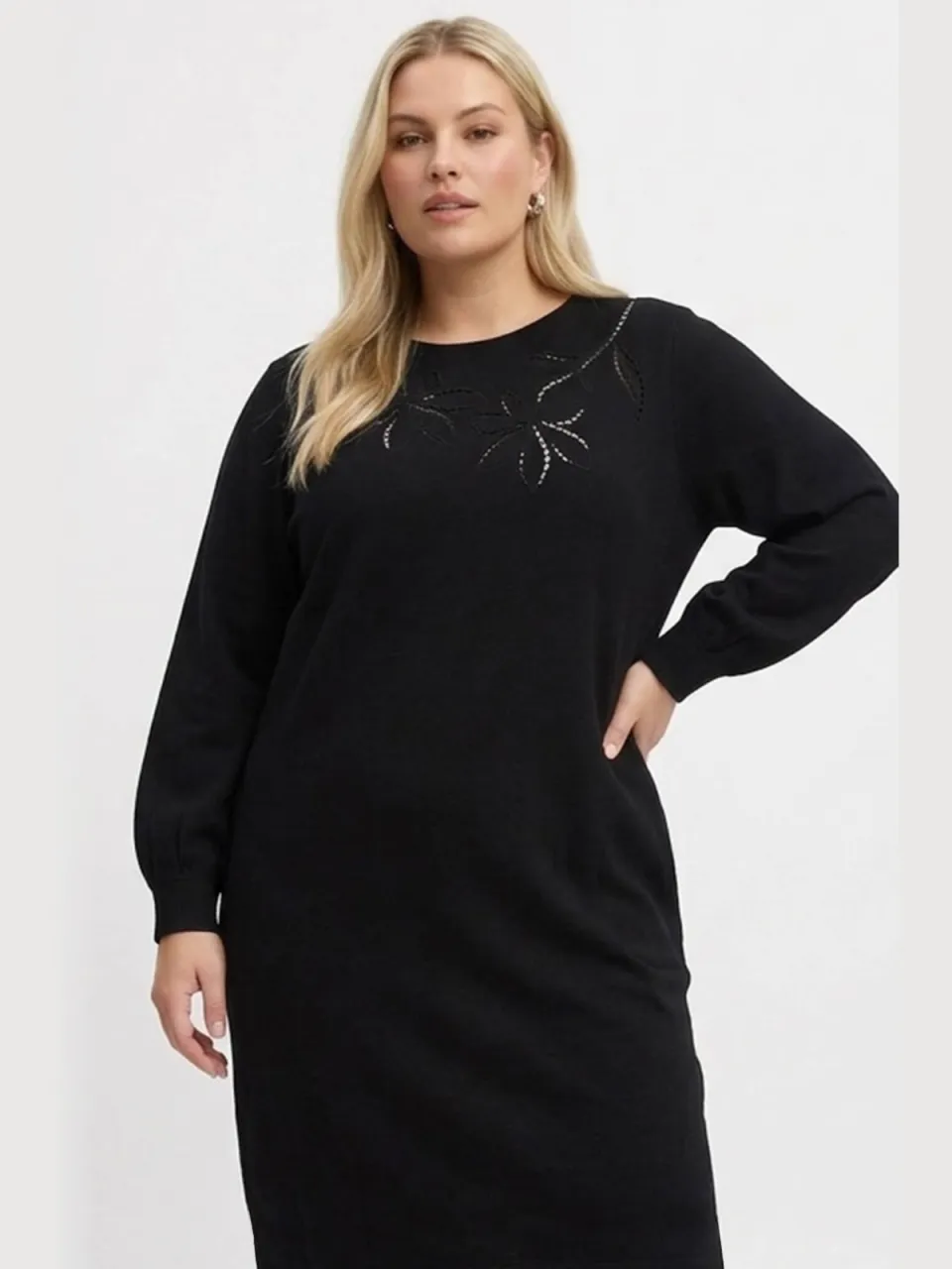 Yoek Moonfleece jurk zwart, foto 5