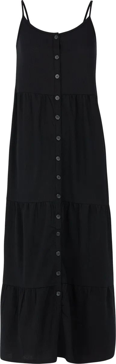 Protest Prtcocoa – Lange jurk Dames – Verstelbare bandjes – Knoopsluiting True Black