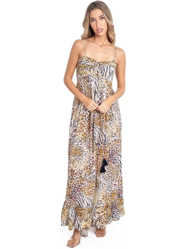 Isla Bonita By Sigris Lange Jurk Isla Bonita By Sigris Lange Midi-Jurk Goud