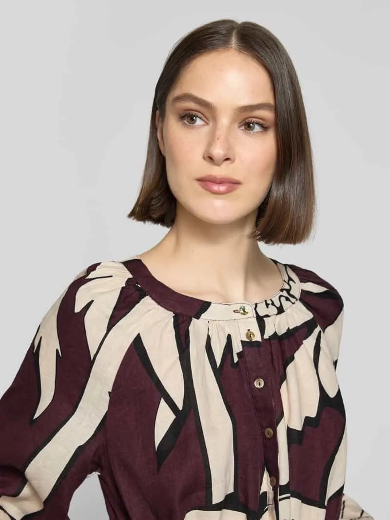 Christian Berg Woman midi-jurk van puur linnen met all-over bloemenmotief chocoladebruin, foto 5