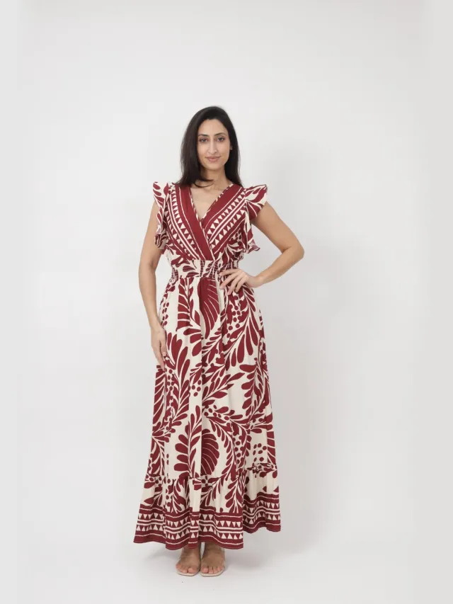 Elara Maxikleid Dunkelrot