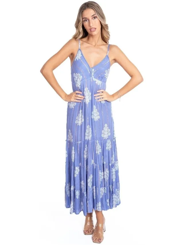 Isla Bonita By Sigris Lange Jurk Isla Bonita By Sigris Lange Midi-Jurk Blauw