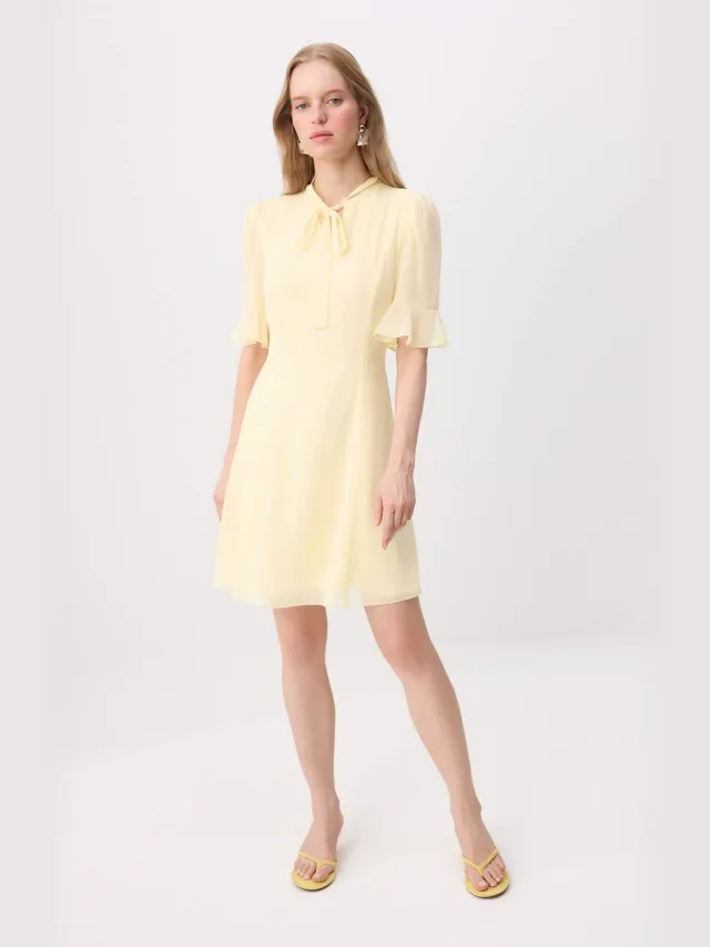 Trendyol TRENDYOLMİLLA Dames Geel Effen Kort / Mini Kort A-lijn Jurken