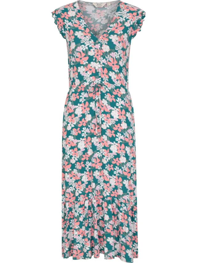 Mountain Warehouse Dames/Dames Cyprus Gespreide Jurk met Ruches (Gemengd) Blauw/Grijs/Veelkleurig