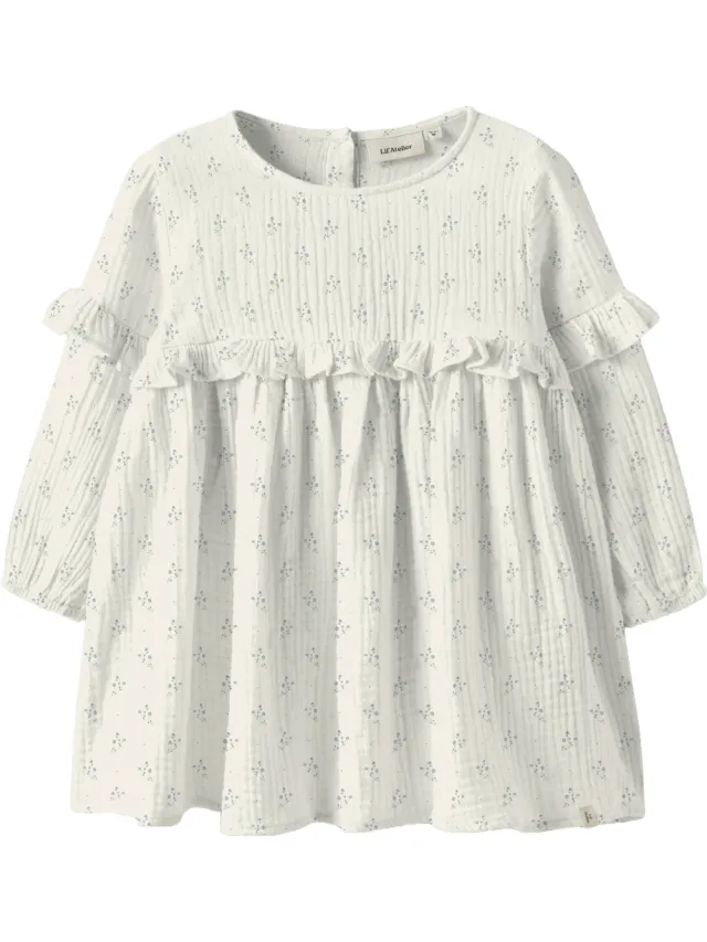 Lil' Atelier gebloemde jurk wit Wit/blauw