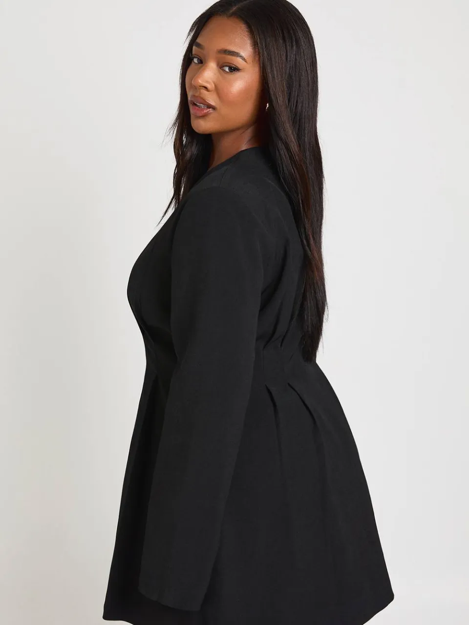 boohoo Dames Plus High Neck Kant Satin Gestructureerde Mini Jurk zwart, foto 3