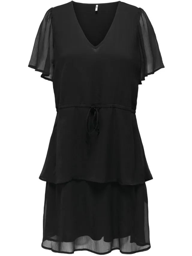 JDY JDYMELLY S/S LAYER DRESS WVN LO - Dames - Mini jurken zwart