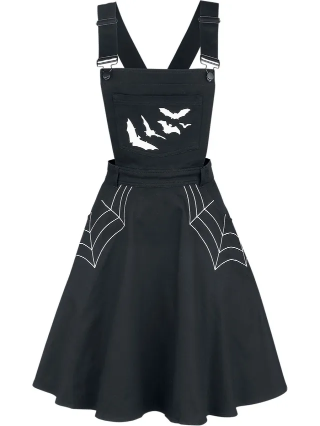 Hell Bunny Miss Muffet Pinafore Dames Mini-jurk - zwart