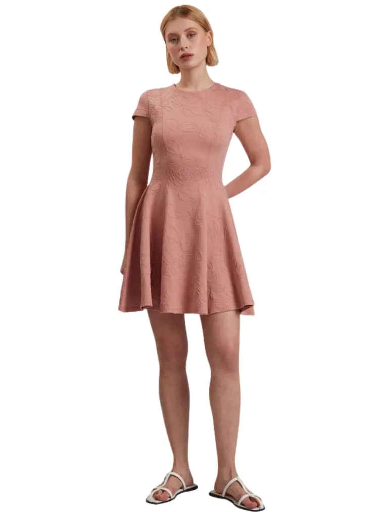 Ted Baker Clodaa Geborduurde Ponte Roze Mini Skaterjurk Oudroze