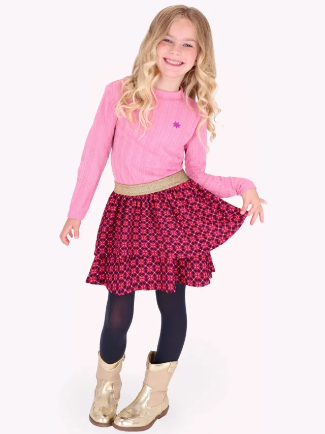B.Nosy midi jurk met print roze Roze/donkerroze